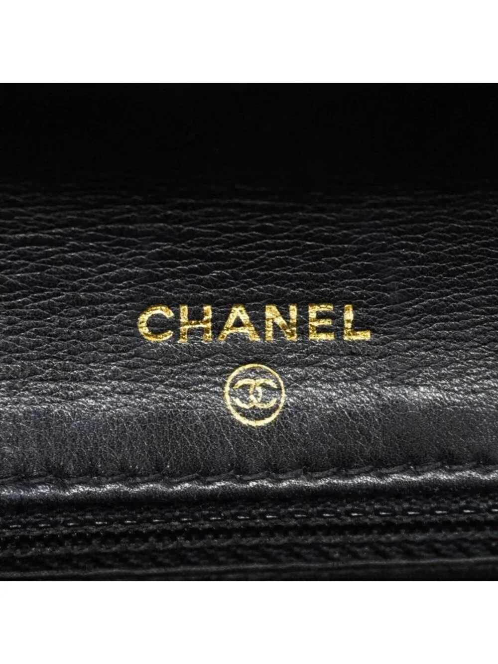 Chanel Shoulder Wallet Caviar Leather Black Gold